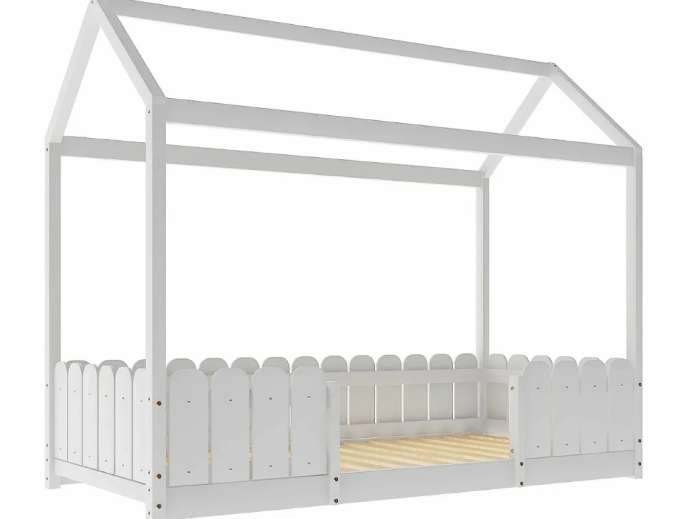 ModernLuxe Cama cabina 90x200cm de madera maciza - con protección contra caídas - Blanco Outlet