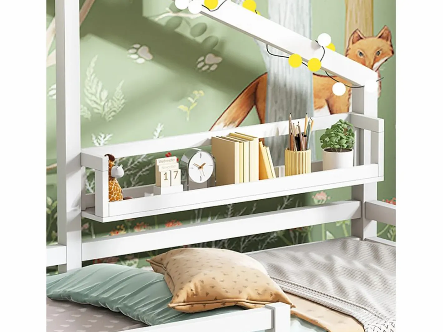 ModernLuxe Cama cabina 90x200cm de madera maciza - con estantes - Blanco Online