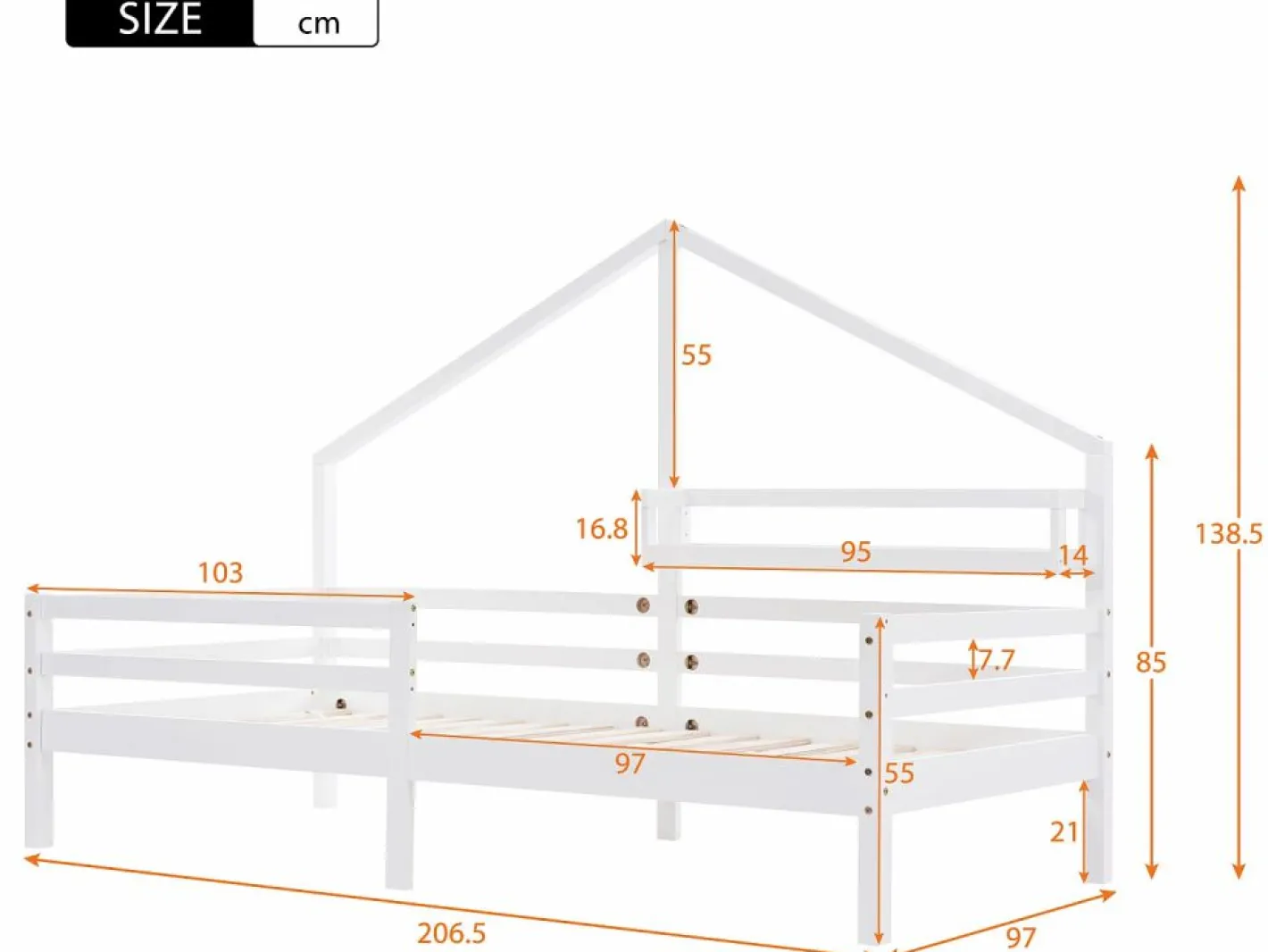 ModernLuxe Cama cabina 90x200cm de madera maciza - con estantes - Blanco Online