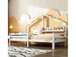 ModernLuxe Cama cabina 90x200cm de madera maciza - con estantes - Blanco Online