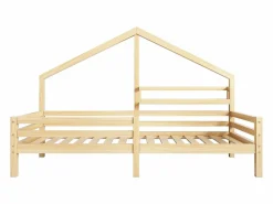 ModernLuxe Cama Montessori|Cama cabina 90x200cm de madera maciza - con estantes - Natural