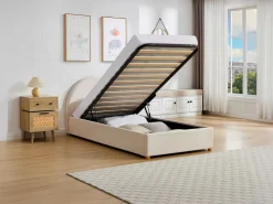 Vente-unique Cama canapé 90 x 190 cm en terciopelo acanalado color + colchón - LIRIMO Beige