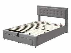 Cama canapé de 140 x 190 cm con 2 cajones y cabecero - Terciopelo - Color^Merax New