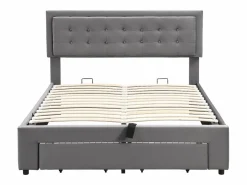 Cama canapé de 140 x 190 cm con 2 cajones y cabecero - Terciopelo - Color^Merax New