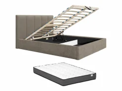 Vente-unique Cama canapé king size 200 x 200 cm de tela + colchón - KILACLO Topo Outlet