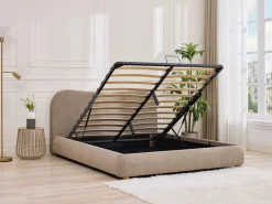 Vente-unique Cama canapé queen size 160 x 200 cm en tela color - VANARI Topo Outlet
