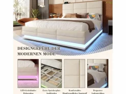 Cama canapé tapizada - 160 x 200 cm - cabecero regulable - con USB + LED - almacenaje hidráulico - terciopelo -^Merax Clearance
