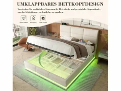 Cama canapé tapizada - 160 x 200 cm - cabecero regulable - con USB + LED - almacenaje hidráulico - terciopelo -^Merax Clearance