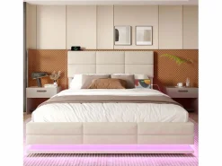 Cama canapé tapizada - 160 x 200 cm - cabecero regulable - con USB + LED - almacenaje hidráulico - terciopelo -^Merax Clearance