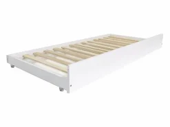 Cama casita con barandilla + cama de arrastre madera 90x190cm Blanco Hot