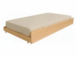 Cama Montessori|Cama casita con barandilla + cama de arrastre madera pino 90x190cm