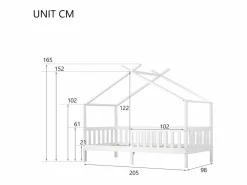 ModernLuxe Cama Montessori|Cama casita infantil 90×200 cm - en madera maciza + MDF - con protección anti-caídas y somier de láminas -