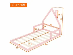 Hauss Spole Cama Montessori|Cama casita infantil 90x200 cm, en pino con base, diseño casa, fácil de montar (sin colchón)