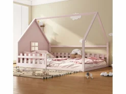 Hauss Spole Cama casita infantil 140x200 cm con barreras de seguridad, (sin colchón) Rosa Clearance