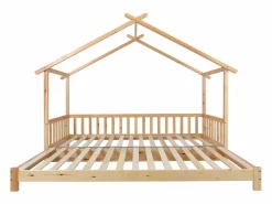 Cama casita infantil 90/180x200 cm con cama nido, acabado madera natural clara, sin colchón^Hauss Spole Sale