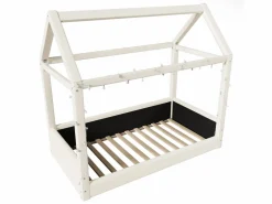 ModernLuxe Cama casita 90x200cm - con tira de luz LED - Diseño de techo - MDF - (colchón no incluido) Beige Outlet