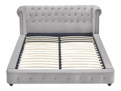Cama chesterfield 160 x 200 cm pana + colchón - TONGERLA^Vente-unique Hot