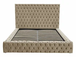 Cama Chesterfield Queen Size con almacenaje en terciopelo gris + colchón - DULENI^Vente-unique Best