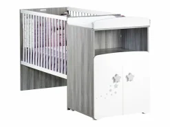 Cama combinada de madera convertible de 120x60 a 90x190 Blanco Discount