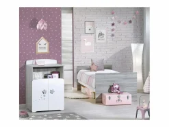 Cama combinada de madera convertible de 120x60 a 90x190 Blanco Discount