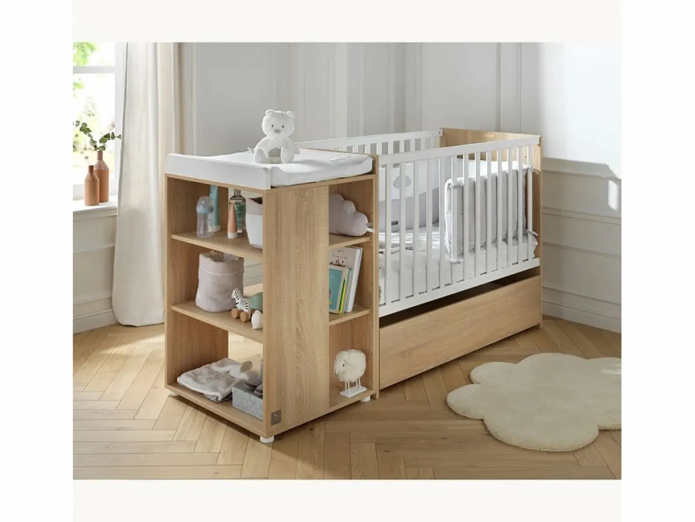 Sauthon Cama combinada 120x60cm convertible en 90x190cm Blanco