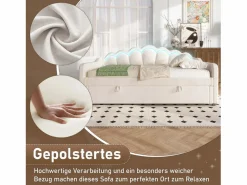 Merax Cama Diván|Cama con almacenaje - 90 x 200 cm - sofá cama con LED - sin colchón - terciopelo + MDF -