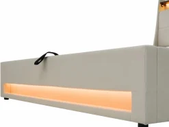 Cama con almacenaje de lino 180x200 cm con LED y puertos USB - somier -^ModernLuxe Discount