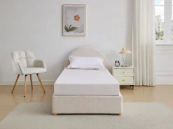 Vente-unique Cama Con Canapé|Cama Con Almacenaje|Cama con almacenaje LIRIMO de 90 x 190 cm en tejido bouclé color