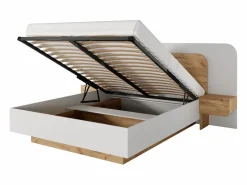 Cama con almacenaje y mesitas de noche 160 x 200 cm y LEDs en color natural y blanco - DESADO^Vente-unique