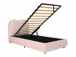 ModernLuxe Cama con almacenamiento infantil 90x200 cm - con cabecero acolchado - Revestimiento de terciopelo - (colchón no incluido) Rosa Sale
