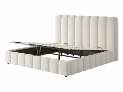 ModernLuxe Cama Terciopelo|Cama con almacenamiento tapizada 180x200cm - con somier de láminas - Tela rizada - ​ (sin colchón)