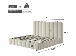 ModernLuxe Cama Terciopelo|Cama Con Canapé|Cama con almacenamiento tapizada 200x200cm - con somier de láminas - Tela rizada - ​ (sin colchón)