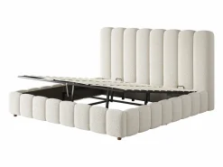 ModernLuxe Cama Terciopelo|Cama Con Canapé|Cama con almacenamiento tapizada 200x200cm - con somier de láminas - Tela rizada - ​ (sin colchón)