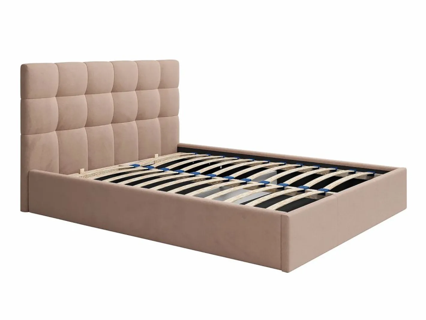 Vente-unique Cama con arcón king size 200 x 200 cm de terciopelo en color - MIRDAL Beige Discount