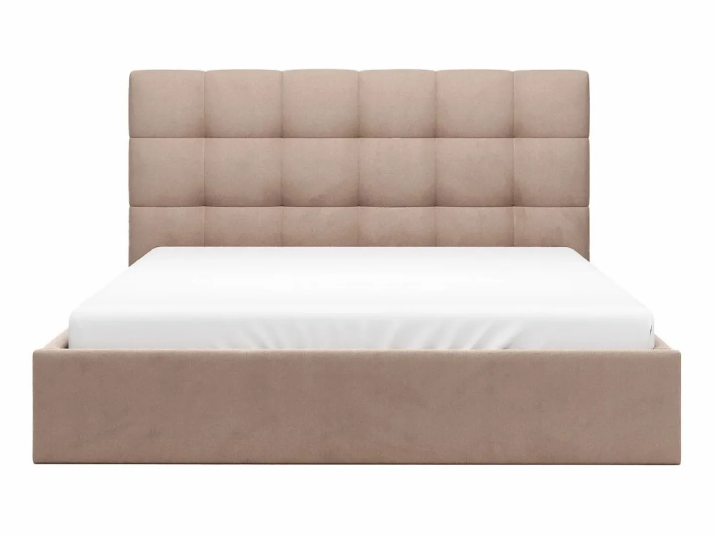 Vente-unique Cama con arcón king size 200 x 200 cm de terciopelo en color - MIRDAL Beige Discount