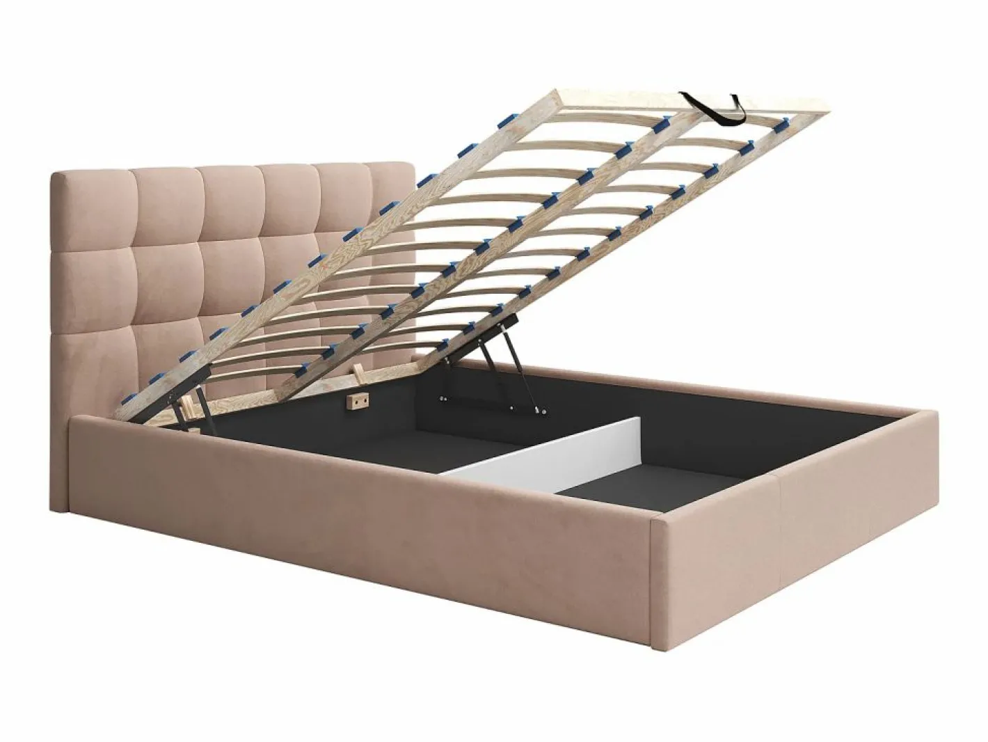 Vente-unique Cama con arcón king size 200 x 200 cm de terciopelo en color - MIRDAL Beige Discount