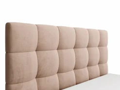 Vente-unique Cama con arcón king size 200 x 200 cm de terciopelo en color - MIRDAL Beige Discount