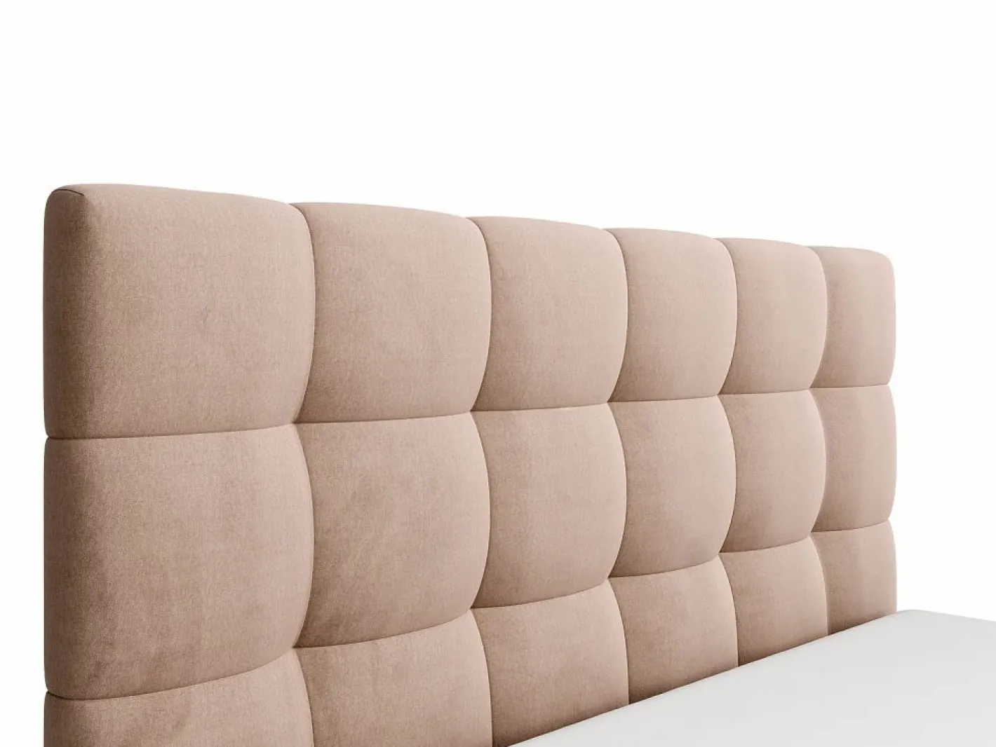 Vente-unique Cama con arcón king size 200 x 200 cm de terciopelo en color - MIRDAL Beige Discount