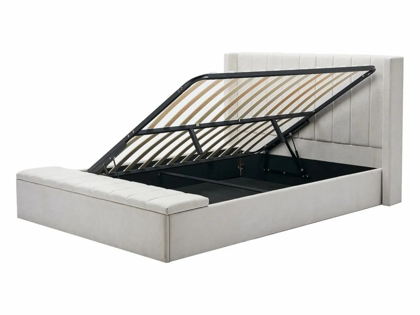 Cama con baúl 160 x 200 cm con banco en tela color - DOUINO^Vente-unique Discount