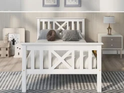 Merax Cama Infantil|Cama con cabecero - 90 x 200 cm - pino - somier -