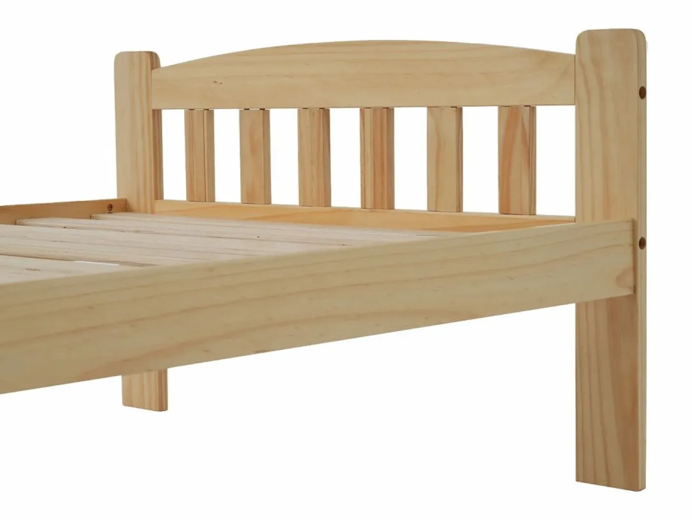Merax Cama con cabecero - 90 x 200 cm - madera maciza - somier de láminas - color natural Color natural claro Discount