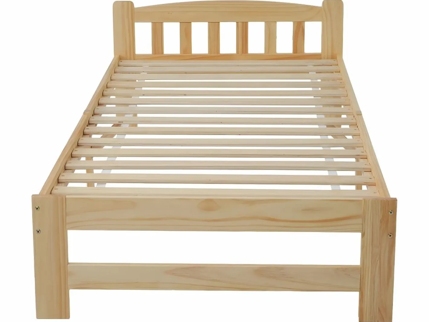 Merax Cama con cabecero - 90 x 200 cm - madera maciza - somier de láminas - color natural Color natural claro Discount
