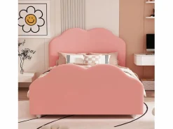 Cama con cabecero en forma de nube 90 x 200 cm - terciopelo - para niños - color^Merax Online