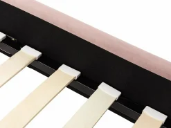 Cama con cabecero ondulado 140 x 190 cm Terciopelo rosa charme vintage + colchón SAGALI^Vente-unique Discount