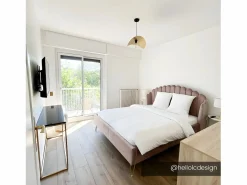 Vente-unique Cama Terciopelo|Cama con cabecero ondulado 140 x 190 cm Terciopelo rosa charme vintage SAGALI