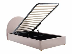 Vente-unique Cama con cajón 90 x 190 cm de terciopelo acanalado color - LIRIMO Rosa Discount