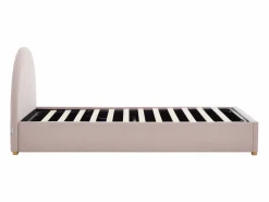 Vente-unique Cama con cajón 90 x 190 cm de terciopelo acanalado color - LIRIMO Rosa Discount