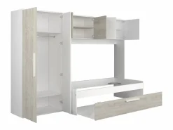 Vente-unique Cama con cajón nido 2 x 90 x 200 con armario blanco y natural - LUMOKA Color natural claro / Blanco Sale