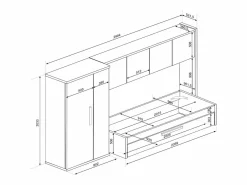 Vente-unique Cama con cajón nido 2 x 90 x 200 con armario blanco y natural - LUMOKA Color natural claro / Blanco Sale