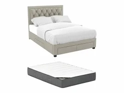 Vente-unique Cama Terciopelo|Cama con cajones en terciopelo 160 x 200 cm + colchón LEOPOLD